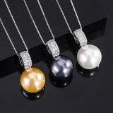 Solid 925 Sterling Silver Pearl Emerald Sapphire Gemstone Necklace Pendant