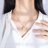 Solid 925 Sterling Silver Pearl Emerald Sapphire Gemstone Necklace Pendant