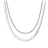 925 Sterling Silver Double Bamboo Snake Chain Necklace For Women