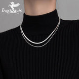 925 Sterling Silver Double Bamboo Snake Chain Necklace For Women