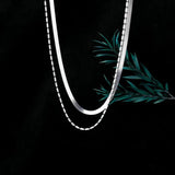 925 Sterling Silver Double Bamboo Snake Chain Necklace For Women