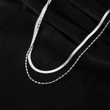 925 Sterling Silver Double Bamboo Snake Chain Necklace For Women