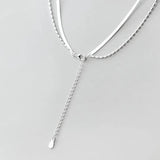 925 Sterling Silver Double Bamboo Snake Chain Necklace For Women