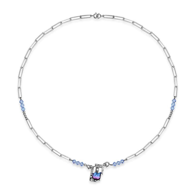 Sterling Silver Zircon Pendant Necklace Y2K Style Birthday Gift