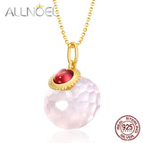 925 Silver Necklace with Rose Quartz Moissanite Garnet