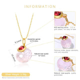 925 Silver Necklace with Rose Quartz Moissanite Garnet