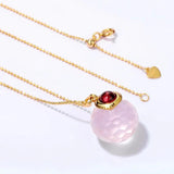 925 Silver Necklace with Rose Quartz Moissanite Garnet