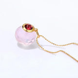 925 Silver Necklace with Rose Quartz Moissanite Garnet
