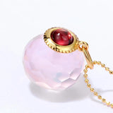 925 Silver Necklace with Rose Quartz Moissanite Garnet