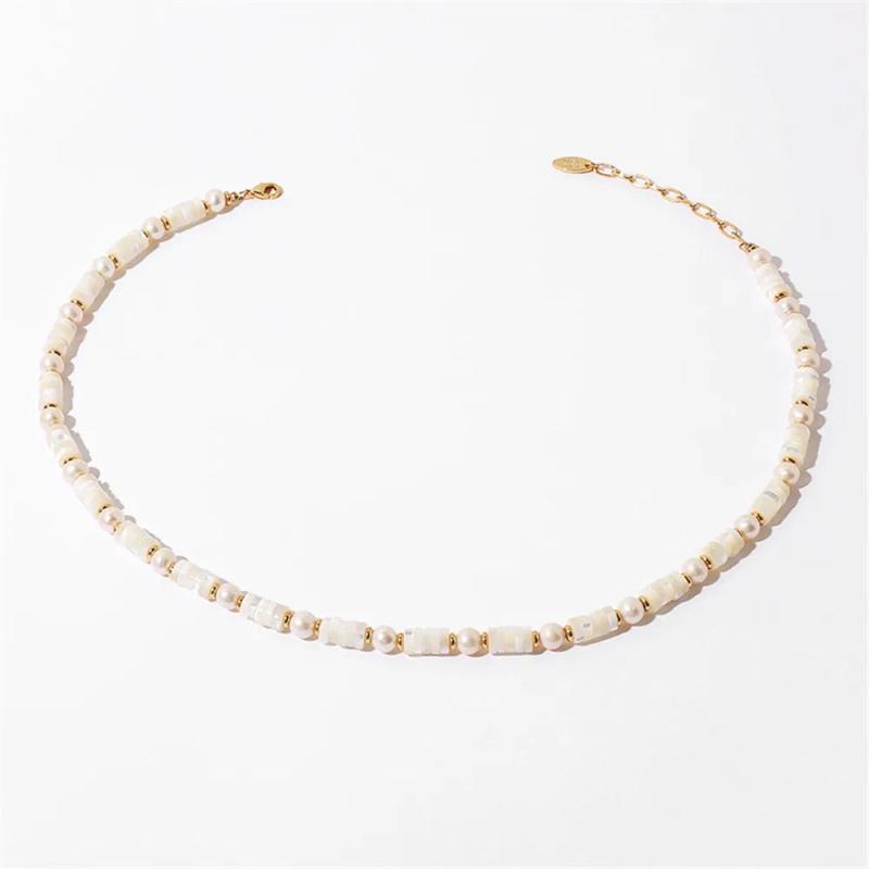 Natural Stone Shell Pearls Women Necklace Vintage Jewelry