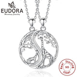 925 Silver Giraffe Sister Necklace Set Friendship Jewelry