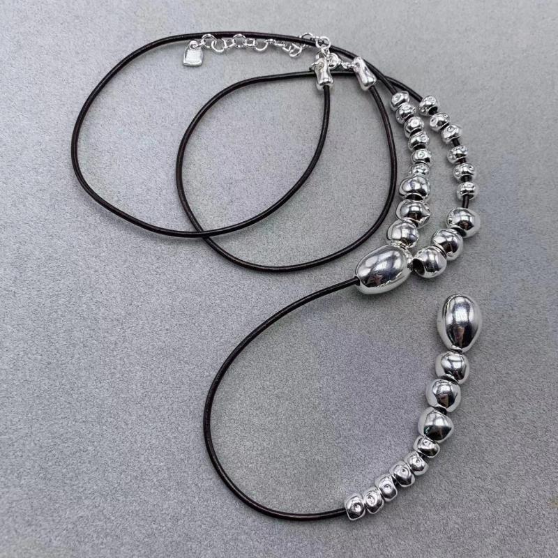925 Silver Beads Rope Necklace Jewelry Gift