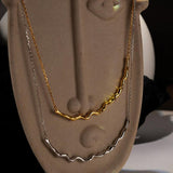 Irregular Wave Line Glossy Silver Necklace Clavicle Chain