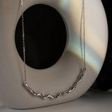 Irregular Wave Line Glossy Silver Necklace Clavicle Chain