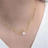Palace Wind Wave pearl Fishtail Necklace Female Lace Collar Chain Pearl