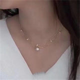 Palace Wind Wave pearl Fishtail Necklace Female Lace Collar Chain Pearl