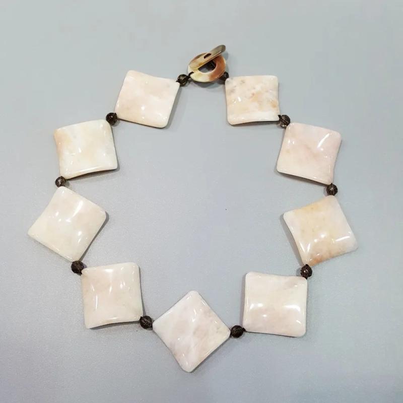 LiiJi Choker Necklace Yellow Jade Smoky Quartz Shell 44cm