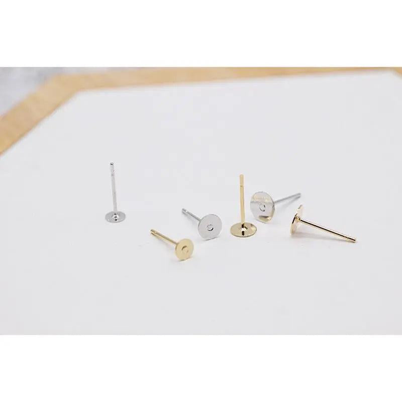 18K Copper Plated Flat Head Earrings DIY Hand Material Base Parts 20