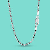 925 Sterling Silver 2.3MM Bead Chain Link Necklace