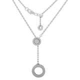 Crystal CZ Round Chain Pendant Women Choker Necklace 925 Sterling Silver