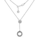 Crystal CZ Round Chain Pendant Women Choker Necklace 925 Sterling Silver
