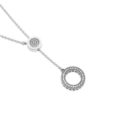 Crystal CZ Round Chain Pendant Women Choker Necklace 925 Sterling Silver