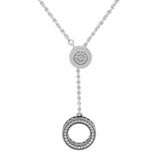 Crystal CZ Round Chain Pendant Women Choker Necklace 925 Sterling Silver