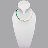 6-7mm Rice Pearls 4mm Green Jade Necklace For Women 14K Filled Beads Choker