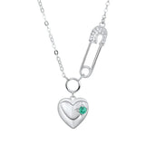 Heart Necklace 925 Sterling Silver Emerald Pendant Jewelry