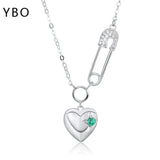 Heart Necklace 925 Sterling Silver Emerald Pendant Jewelry