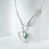 Heart Necklace 925 Sterling Silver Emerald Pendant Jewelry
