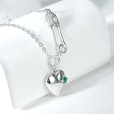 Heart Necklace 925 Sterling Silver Emerald Pendant Jewelry