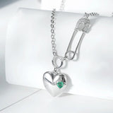 Heart Necklace 925 Sterling Silver Emerald Pendant Jewelry