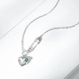 Heart Necklace 925 Sterling Silver Emerald Pendant Jewelry
