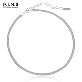 S925 Silver Flat Snake Chain Necklace Stackable Neck Jewelry