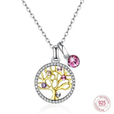 Malanda Crystal Tree Pendant Necklace Sterling Silver