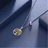 Malanda Crystal Tree Pendant Necklace Sterling Silver