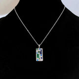 925 Silver Emerald Sapphire Card Pendant Necklace for Women