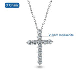 5mm 5.5ct D Moissanite Cross Pendant Necklace 925 Silver 18k Plated