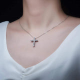 5mm 5.5ct D Moissanite Cross Pendant Necklace 925 Silver 18k Plated