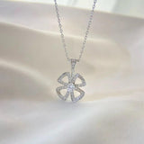 Titanium Steel Four Leaf Grass Pendant Necklace Flower Necklace