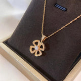Titanium Steel Four Leaf Grass Pendant Necklace Flower Necklace
