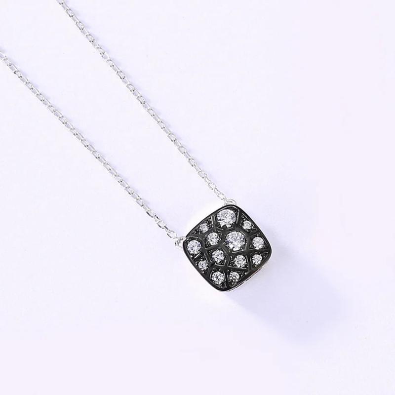 925 Silver Necklace Red Crystal Zircon Honeycomb Pendant Jewelry