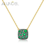 925 Silver Necklace Red Crystal Zircon Honeycomb Pendant Jewelry
