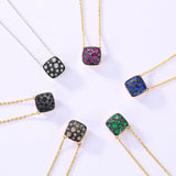 925 Silver Necklace Red Crystal Zircon Honeycomb Pendant Jewelry