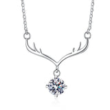S925 Silver Moissanite Diamond Deer Pendant Necklace
