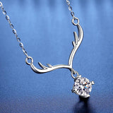 S925 Silver Moissanite Diamond Deer Pendant Necklace