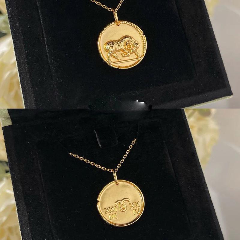 Pure 925 Sterling Silver 12 Constellations Pendant Necklace 18K Plated