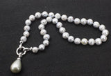 Freshwater Pearl Gray 11-12mm Shell Drop Necklace 18 Inch