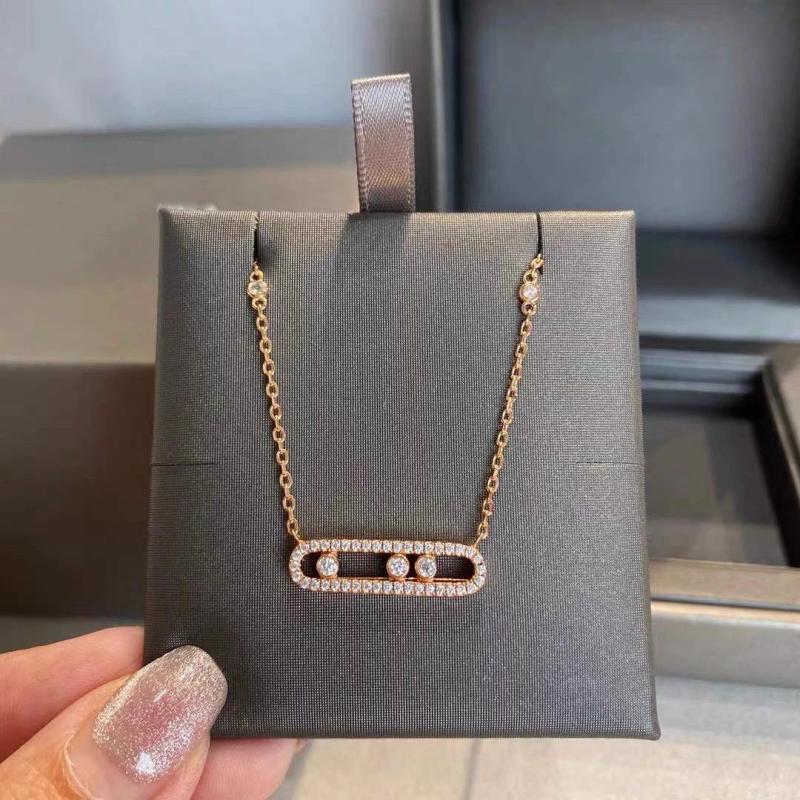 925 Silver Necklace with 3 Diamonds, French Rose Plated